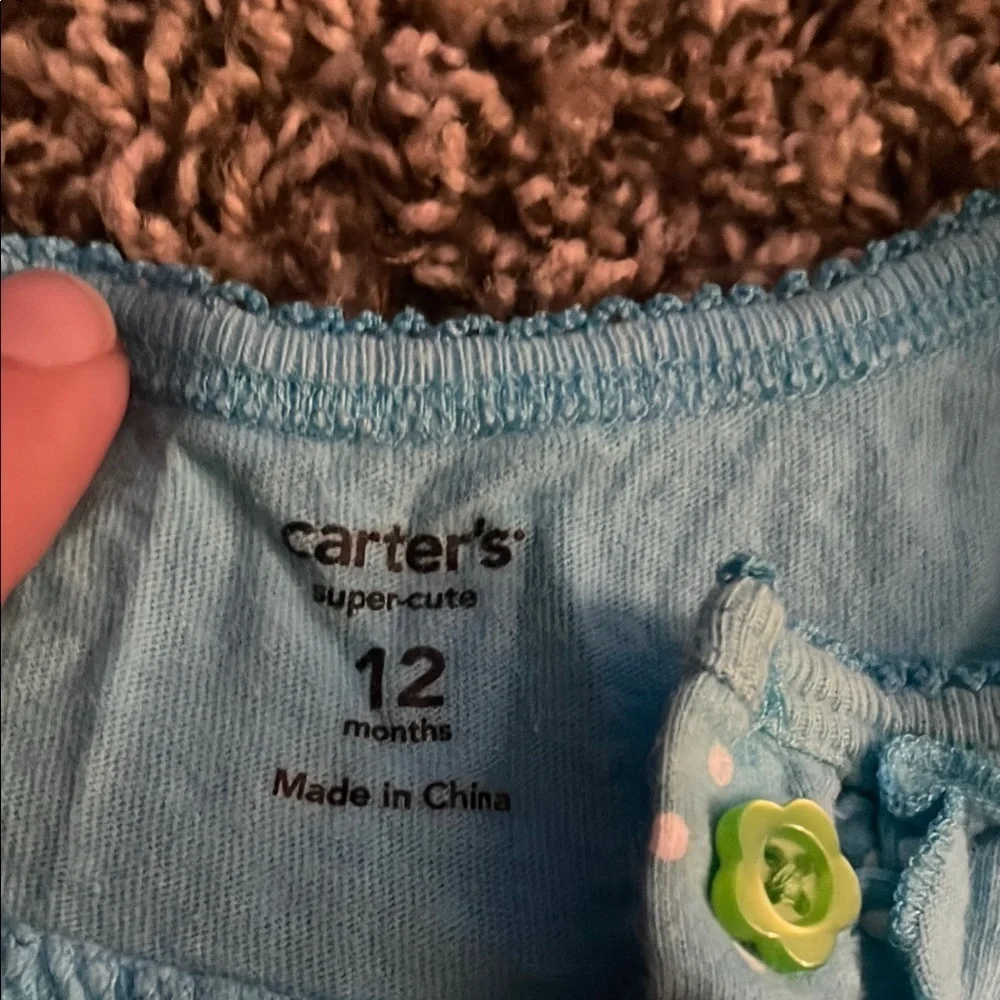 Carter's Blue Polka Dot Baby Girl Romper with Flower Design